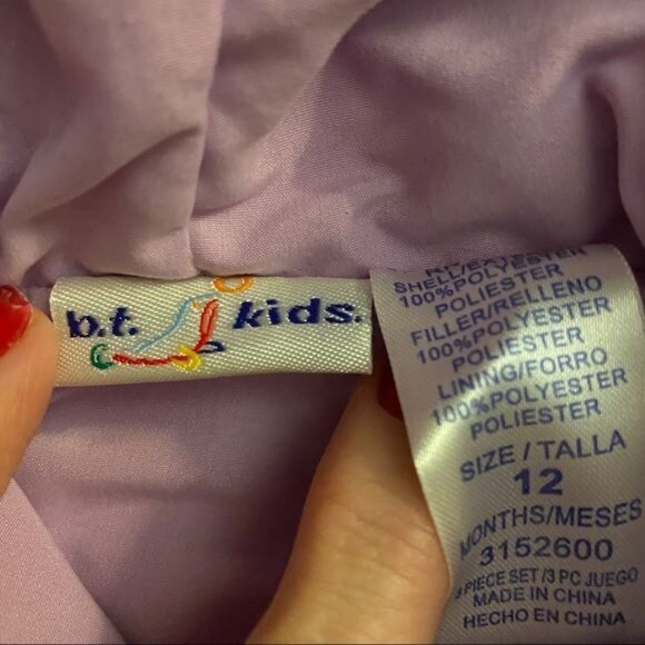 B.T. Kids Purple Quilted Hooded Jacket For Babies Size 12 Months Polyester Flora - Picture 5 of 7